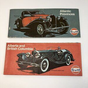 Lot Of 2 Gulf Maps 1971 - 1972 Alberta British Columbia / Atlantic Provinces CA